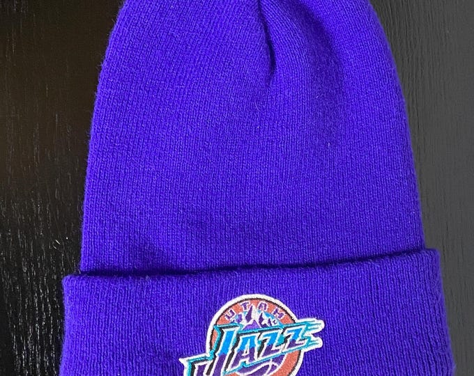 Vintage Utah Jazz Beanie Made USA Size Small NBA Basketball Salt Lake City Stockton Malone Skull Cap 00s