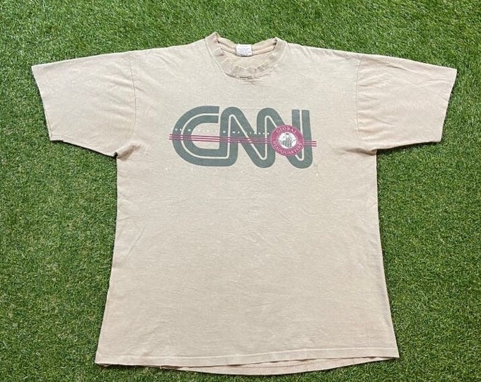 Vintage CNN T Shirt Tee Made Usa Size Large L Cable News Network CBS News Television TV The World's News Leader