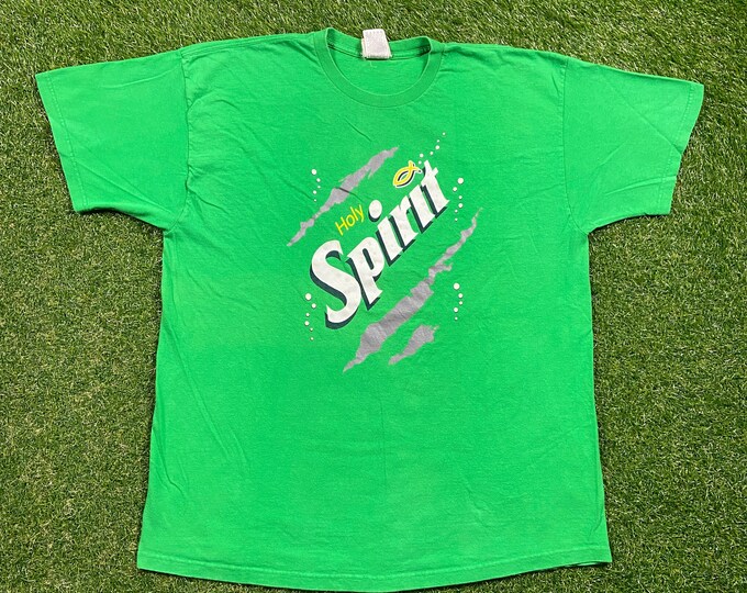 Vintage Holy Spirit T Shirt Tee Size XXL 2XL Jesus Church Sunday Service Salvation Praise 1990's 90's Christian God Parody Sprite Soda