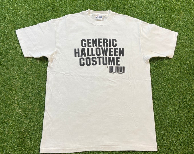 Vintage Generic Halloween Costume T Shirt Tee Hanes Made USA Size Xtra Large XL Haunted House Trick or Treat Oct 31 Spooky Candy 1990s 90s