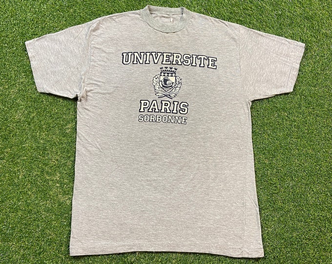 Vintage University of Paris Sorbonne T Shirt Tee Size Large L France Europe 1990s 90s