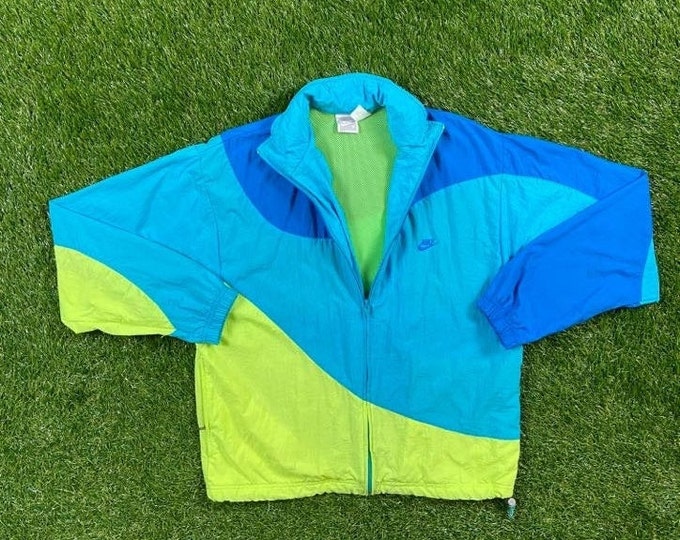 Vintage Nike Windbreaker Jacket Zip Up Jacket Just Do It! Sportswear Size Medium Athletic Wear Classic 90's 1990s Light Rain Jacket Coat