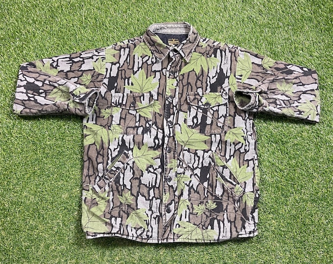 Vintage Deerskin Camo Jacket Made USA Size Medium M Army Jacket Quality Warm Hunting Coat Hiking Snow Cold Deer 1980s 80s