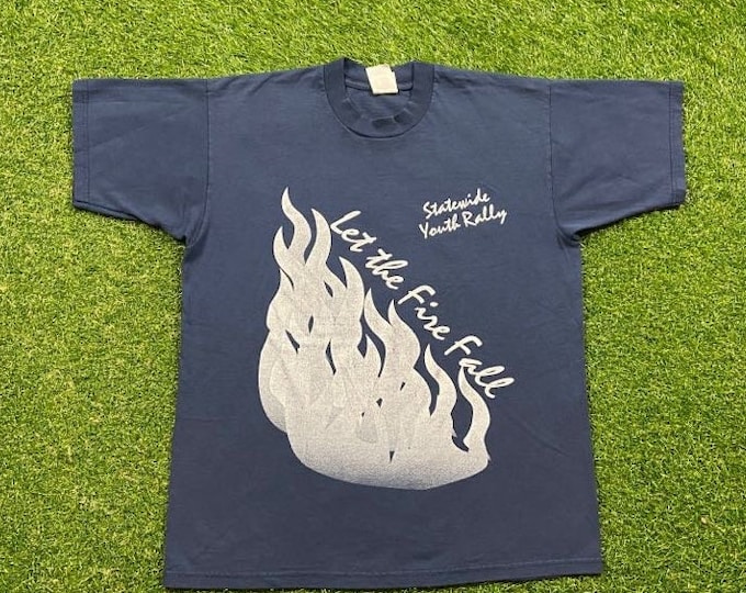Vintage Let the Fire Fall T Shirt Tee Fruit of the Loom Size Large L Statewide Youth Rally