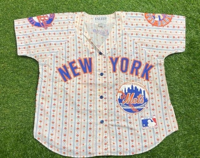 Vintage New York Mets Pajama Shirt PJ Tee Esleep Boxer Size Large L MLB Baseball National League Blue Orange Classic Queens Ny Original 90s