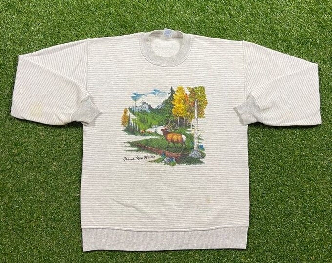 Vintage Chama New Mexico Crewneck Sweatshirt Jerzees Made USA Size Large L Rocky Mountains