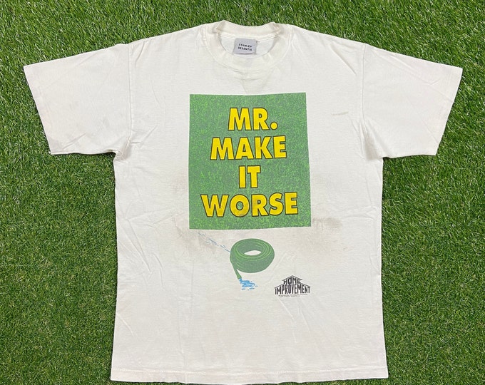 Vintage Home Improvement Mr Make it Worse T Shirt Tee Stanley Desantis Large L Touchstone Productions Television Tim Allen TV Show 1990s 90s