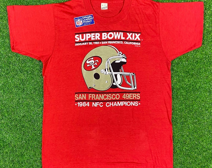 Vintage San Francisco 49ers Forty Niners NFL Football Super Bowl T Shirt Screen Stars 1984 80s Tee Shirt Brand New Made USA Deadstock Nwt