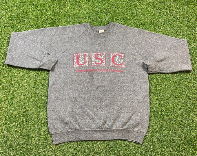 Vintage South Carolina Gamecocks USC Crewneck Sweatshirt Made Usa Size Large L NCAA College Football 1990s 90s Pull Over As Is