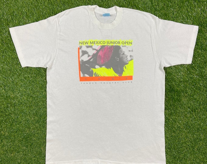 Vintage New Mexico Junior Open T Shirt Tee Stedman Made USA Size Xtra Large XL Serena Williams Andre Agassi Tennis 1990s 90s