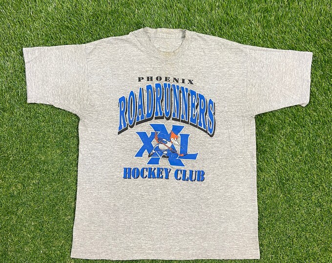 Vintage Phoenix Roadrunners Hockey Club T Shirt Tee Size Large L NHL Hockey World Hockey Association WHA Arizona 1990s 90s