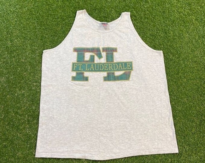 Vintage Fort Lauderdale Tank Top Shirt Oneita Made USA Size XXL 2XL Beach Miami Florida Tropical Tourist 1990s 90s