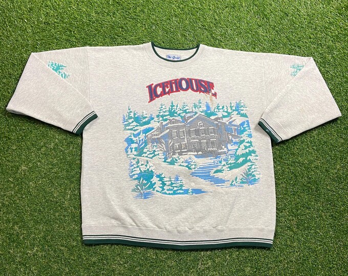 Vintage Icehouse Crewneck Sweatshirt Made USA Size Xtra Large XL Ice Brewed Beer Alcohol Drink Liquor Brewery 1990s 90s