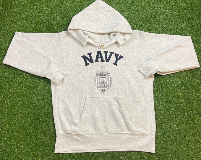 Vintage United States Navy Hoodie Sweatshirt Made USA Size Large L Marines Army United States Military Veteran Sea 90s Pull Over Oversized