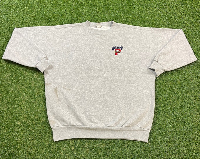 Vintage Portland Sea Dogs Crewneck Sweatshirt Organic ETP Size Xtra Large XL Minor League Baseball 90s Rare 1990s Maine Pull Over Oversized