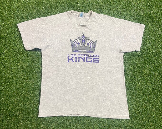 Vintage Los Angeles Kings T Shirt Tee Made Usa Size Youth XL NHL Hockey Beverly Hills LA California 1990s 90s