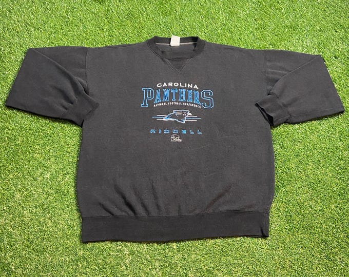 Vintage Carolina Panthers Crewneck Sweatshirt Riddell Size Xtra Large XL NFL Football NFC Charlotte North Carolina Pull Over Oversized 1990s