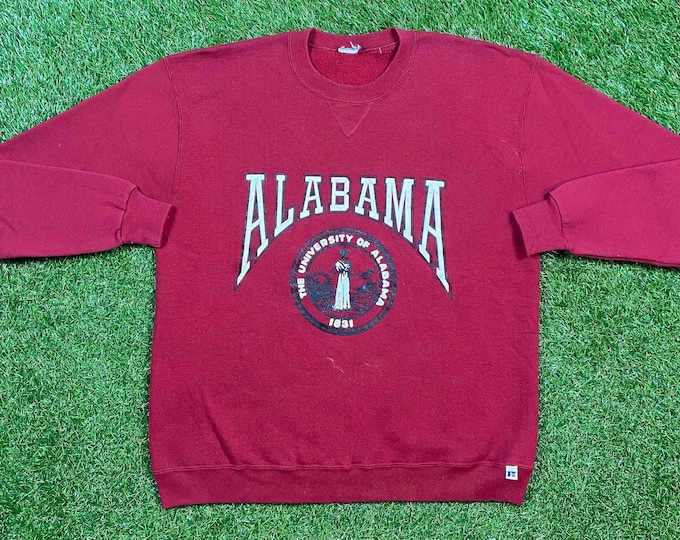 Vintage University of Alabama Crewneck Sweatshirt Russell Athletic Large L Crimson Tide NCAA College Football Roll Tide Pull Over 1990s 90s