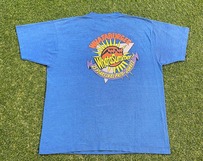 Vintage Whataburger T Shirt Tee Fruit of the Loom Made USA Size Xtra Large XL Burger King McDonald's Fast Food Coke Classic 1980s 80s