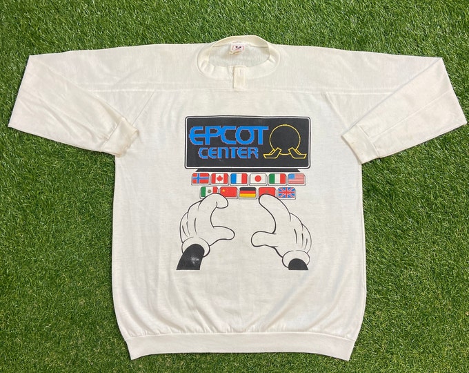 Vintage Epcot Center Long Sleeve T Shirt Tee Made USA Size Medium M Mickey Mouse Walt Disney World Magic Kingdom WDW Disneyland 1980s 80s