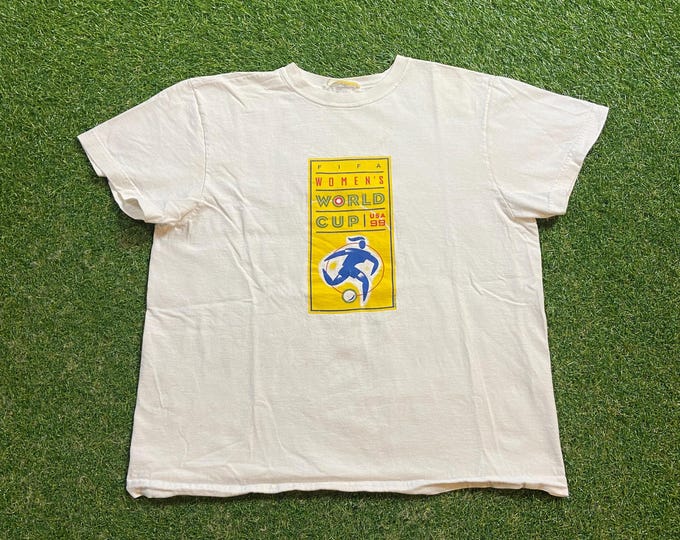 Vintage FIFA Women's World Cup 1999 T Shirt Tee Size Small S Adidas Soccer MLS Futbol FIFA Mesi Ronaldo 1990s 90s