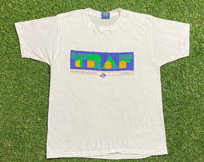 Vintage Three Rivers Arts Festival T Shirt Tee Made USA Size Large L TRAF Pittsburg Pennsylvania Event Artist Music Dance Art Theater 80s