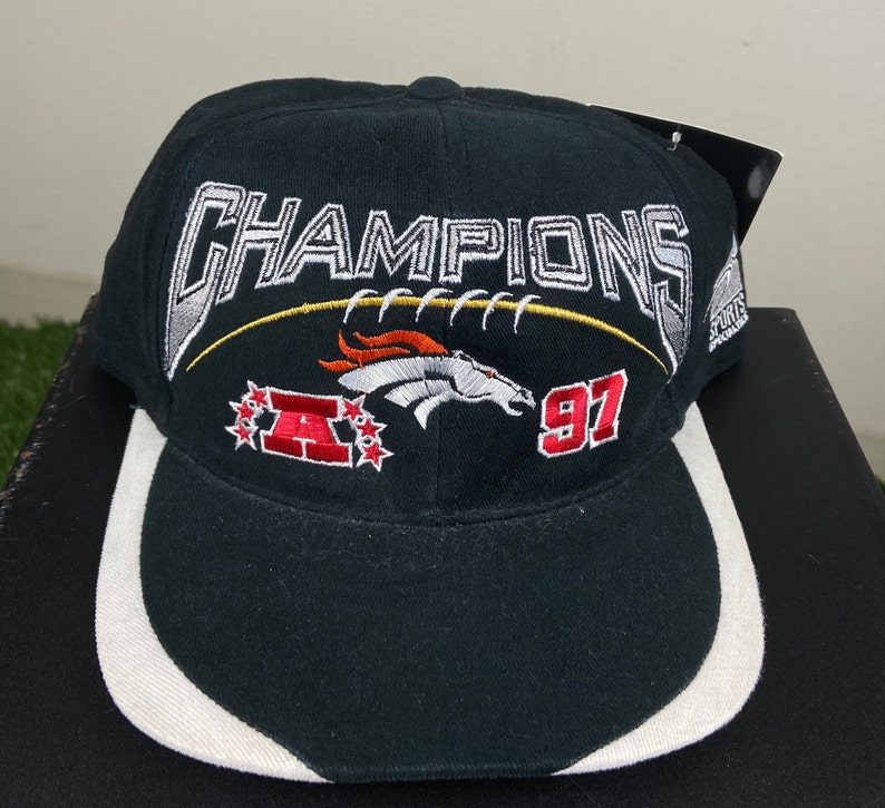 Vintage Denver Broncos 1997 AFC Champions Snapback Hat Cap Brand New Tags Sports Specialties John Elway Colorado 1990s 90s