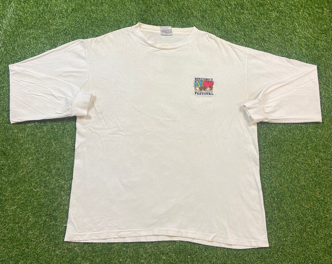 Vintage Ben and Jerry's Long Sleeve Shirt Oneita Made USA Size Xtra Large XL Ice Cream Milk One World One Heart Festival 1990s 90s