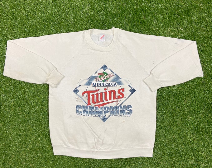Vintage Minnesota Twins 1987 World Series Champions Crewneck Sweatshirt Jerzees Made USA Size Xtra Large XL MLB Baseball Pull Over