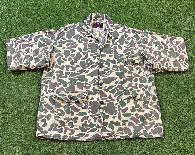 Vintage Camo Button Down Shirt Nesco Sportsman Apparel Size Large L Quality Warm Hunting Shirt Winter Fashion Issued Military 1990s 90s