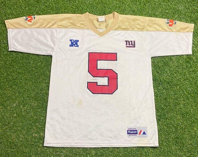 Vintage New York Giants Kerry Giants #5 Super Bowl Jersey Majestic Made USA Size Medium M NFL Football NY Big Blue Authentic Super Bowl 00s