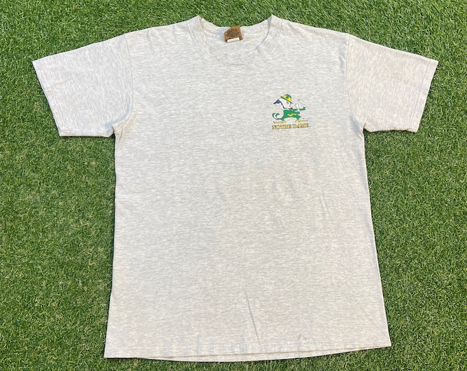 Vintage University of Notre Dame T Shirt Tee Nutmeg Mills Made USA Size Large L Fighting Irish NCAA College Football 1990s 90s