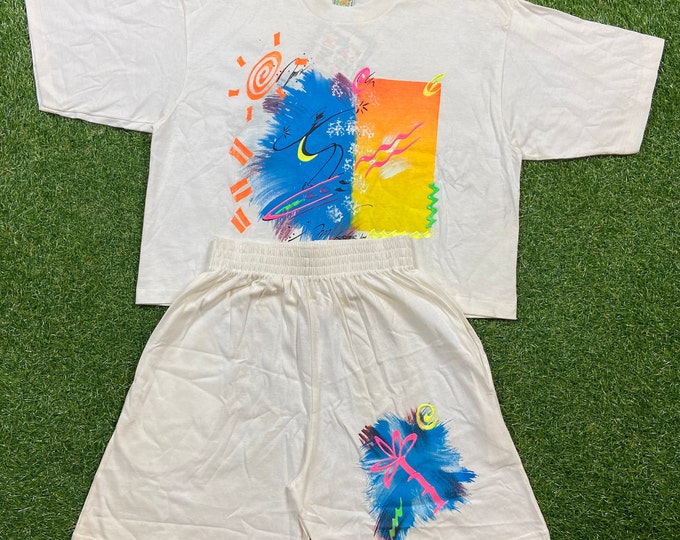 Vintage Funny Wear Surf T Shirt and Shorts BKK Size Medium M Island Beach Surfing 2 Piece Set