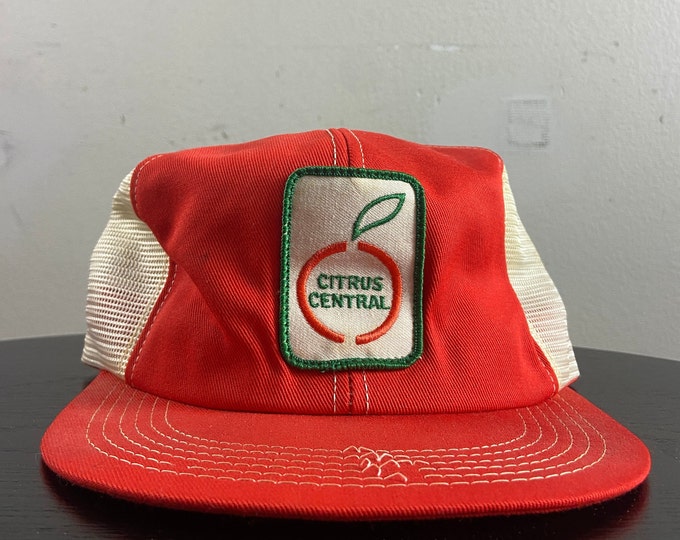 Vintage Citrus Central Snapback Hat OSFA Oranges Florida Sunshine State Fruit Multicolor Classic Trucker Hat Rare Cap 1990s 90s