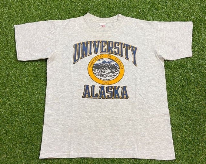Vintage University of Alaska T Shirt Tee Made USA Size Xtra Large XL Northwest Northern Lights UA System 1990s 90s