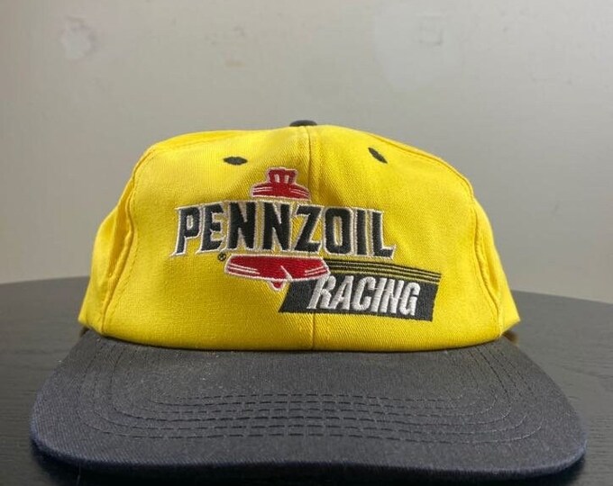 Vintage Pennzoil Racing Snapback Hat Cap K Products Made USA OSFA Classic Car NASCAR Racing Daytona 500 1990s 90s