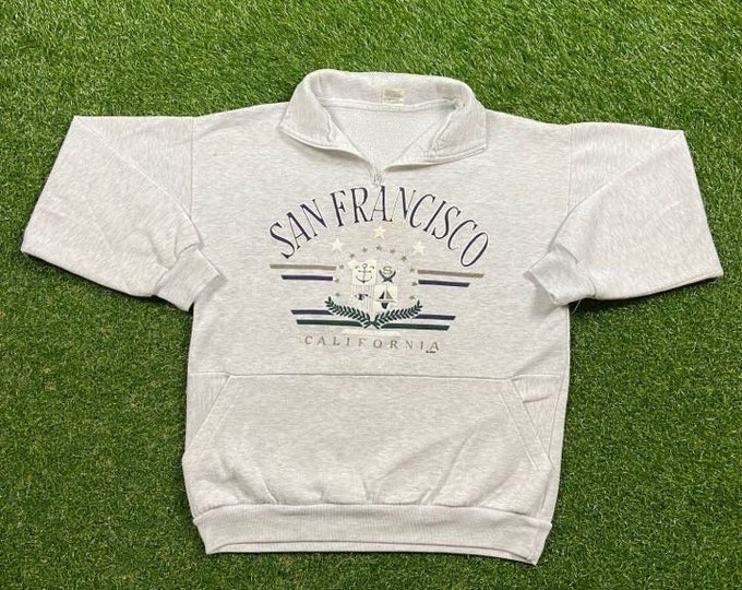 Vintage San Francisco Sweatshirt Made USA Size Medium M California Giants 49ers Warriors 1990s 90s Tourist Pull Over Oversized