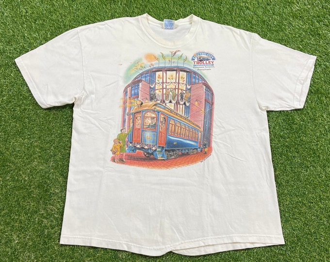 Vintage Electric City Trolley T Shirt Tee Hanes Size Xtra Large XL Lackawanna County Downtown Scranton Pennsylvania Train Railroad 1990s 90s