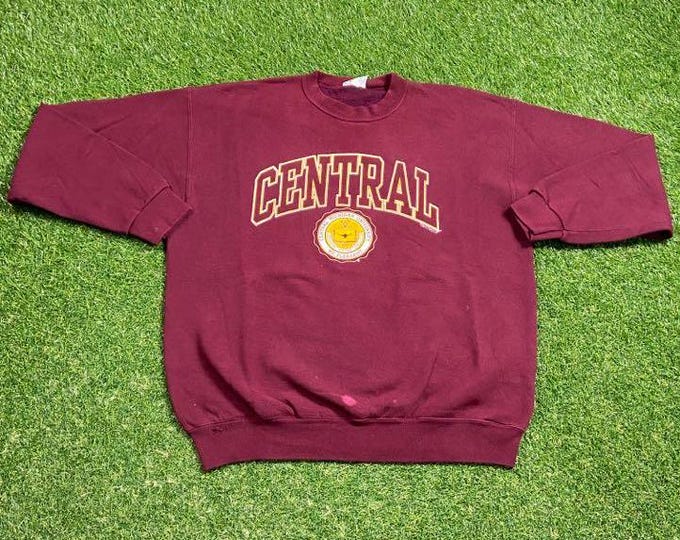 Vintage Central Michigan University Crewneck Sweatshirt Made USA Size Large L NCAA College Football Detroit Pull Over Oversized 1990s 90s