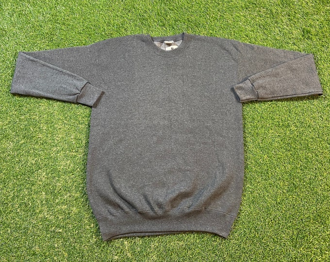 Vintage Plain Gray Crewneck Sweatshirt Lee Made USA Size Large L Quality 1990s Comfy Great Fit Original 90s Pull Over Rayon Tri Blend