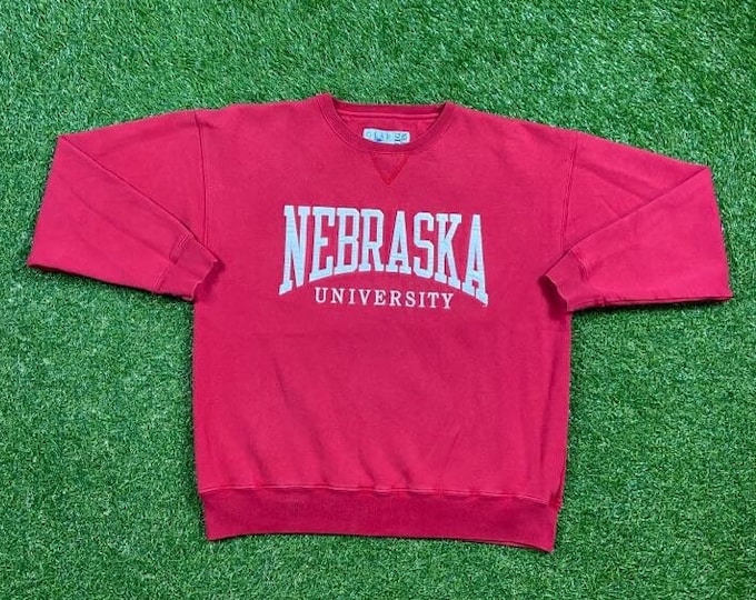 Vintage University of Nebraska Cornhuskers Crewneck Sweatshirt Size Large L NCCA College Football 1990s 90s Pull Over Oversized