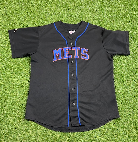 Vintage New York Mets Mike Piazza Baseball Jersey Black Mens Size 3X Sewn