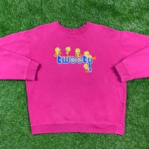 Vintage tweety pájaro crewneck suéter Looney tunes Warner Bros Studio Store tamaño grande pájaro amarillo dibujos animados bugs conejo Taz detener