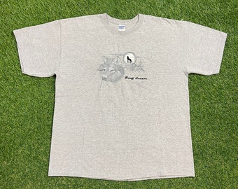 Camiseta vintage de lobo, talla extragrande (XL), Banff, Canadá, manada de lobos, espíritu animal, hábitat de la vida silvestre, medio ambiente, década de 1990.