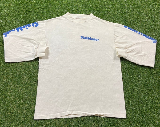 Vintage StairMaster Long Sleeve Shirt Hanes Made USA Size Large L Fitness Club Classic Gym Workout Exercise Treadmill Step Machine 1980s 80s