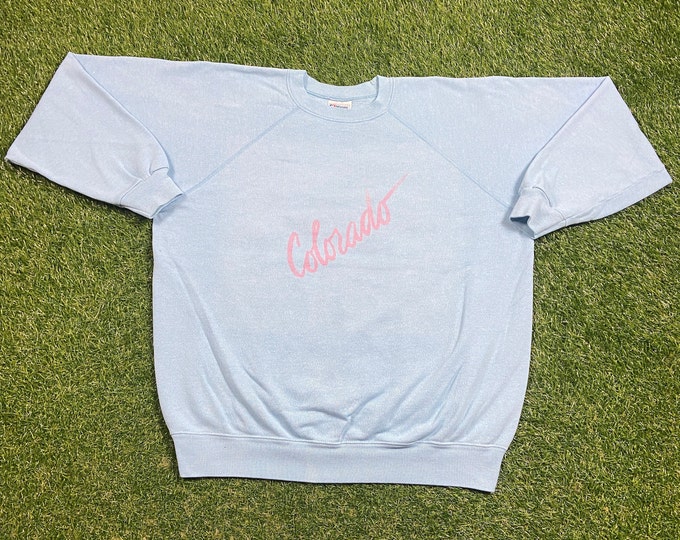 Vintage Colorado Crewneck Sweatshirt Hanes Made USA Size Xtra Large XL Aspen Denver Boulder Rocky Mountains 1990s 90s Pull Over Oversized