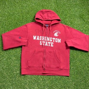 Vintage Washington State University Hoodie Sweatshirt Size Medium M NCAA College Football Seattle Cougars Pull Over Oversized 1990s 90s