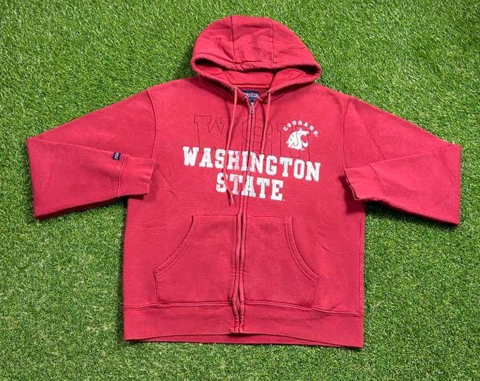 Vintage Washington State University Hoodie Sweatshirt Size Medium M NCAA College Football Seattle Cougars Pull Over Oversized 1990s 90s