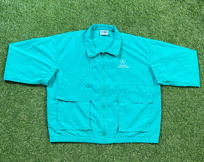 Vintage Mercedes Championships Windbreaker Zip Up Jacket Size Large L Classic Luxury Car Light Rain Coat 1990's 90's