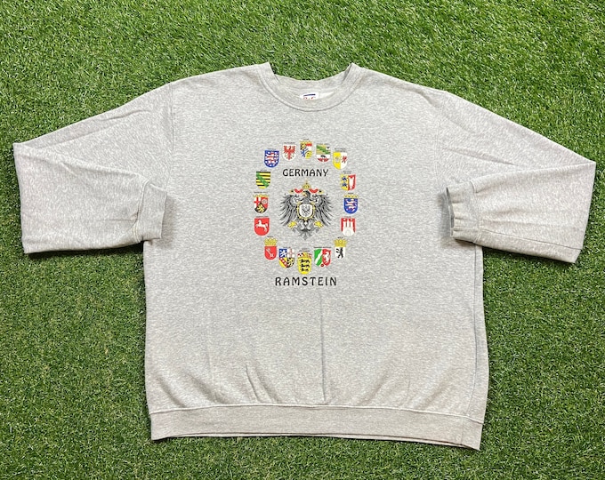 Vintage Ramstein Germany Crewneck Sweatshirt B&C Size XXL 2XL Munich Berlin Pull Over Warm 1980s 80s Tourist Deutschland